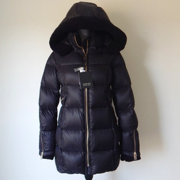 Series by Nicole Benisti GSTAAD Removable Hood Down BLACK Puffer Jacket MED NWT - Picture 1 of 10